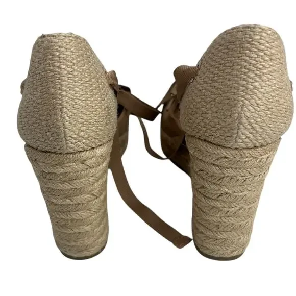 INC International Concepts Merryy Espadrille Wedges Size 8.5 Dark Almond Tan EUC - Picture 11 of 14